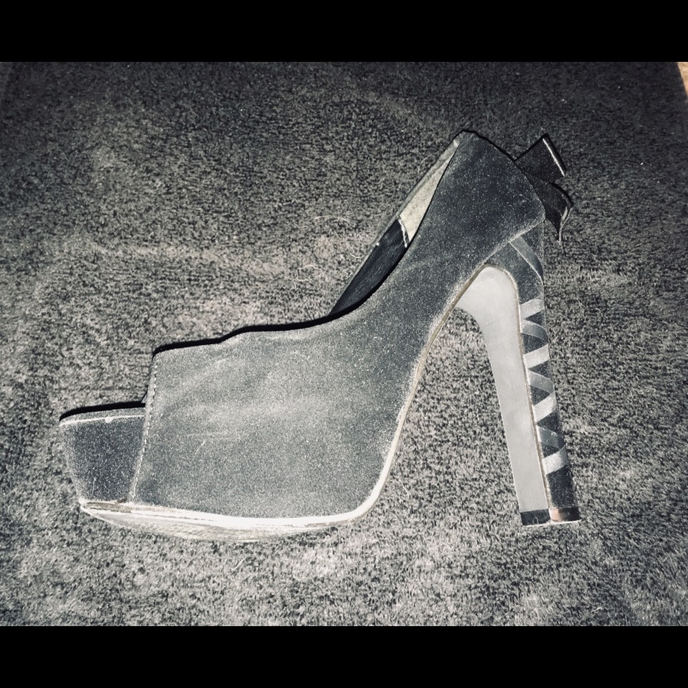 black ribbon velvet heels with bow